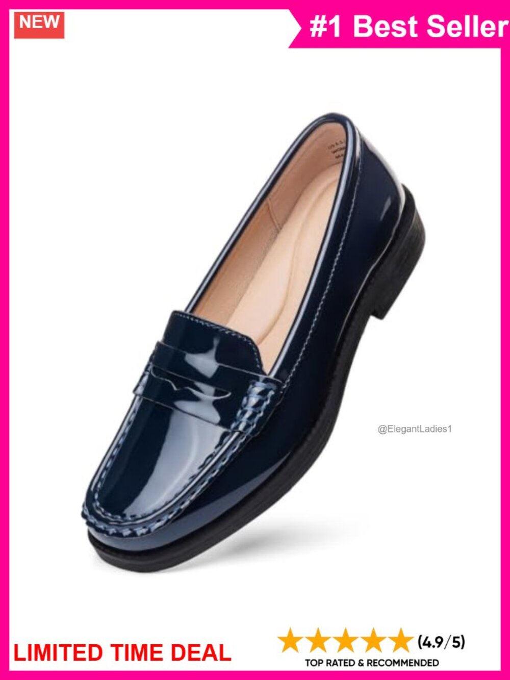 Patent Leather Penny Loafers Slip-On Business Casual Work Shoes